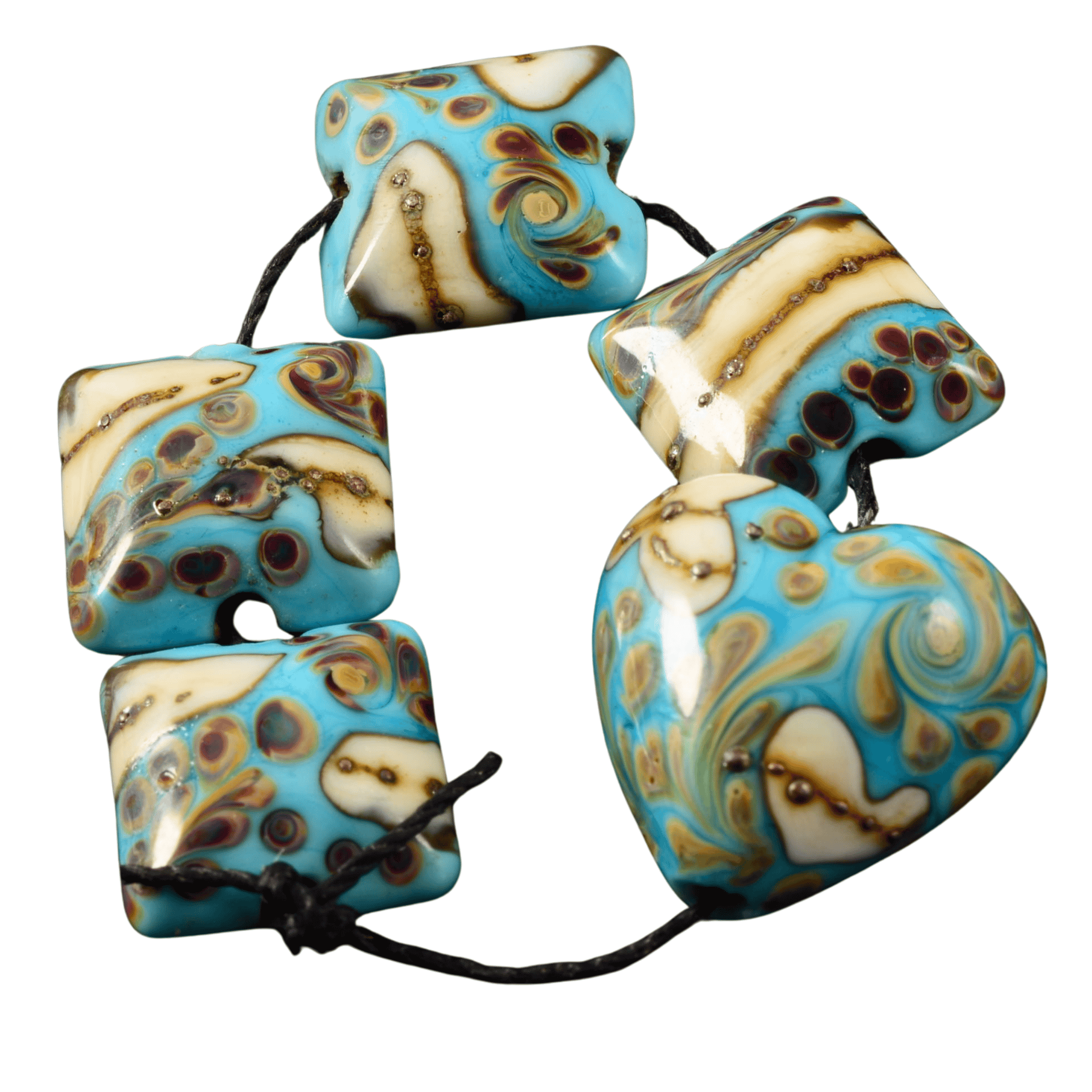 Grace Lampwork Beads – Pillow & Plump Heart Focal Bead Set (Set of 5)