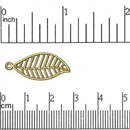 27mm Leaf Pendant Charm - Made of Pewter - Satin Rhodium Silver and Satin Hamilton Gold Finishes - Sold by the Piece - K59