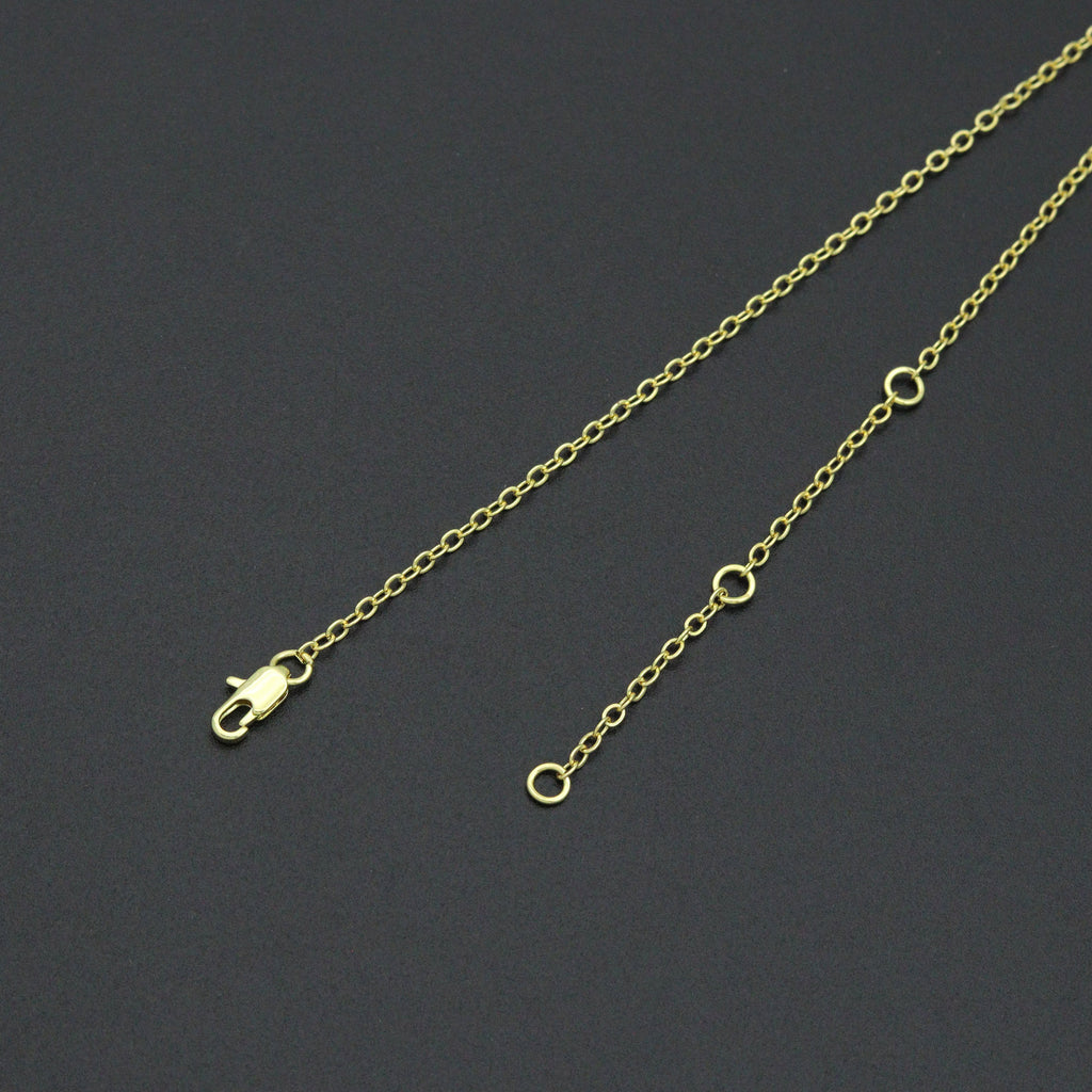 Gold-tone link necklace lobster clasp and three adjustment rings