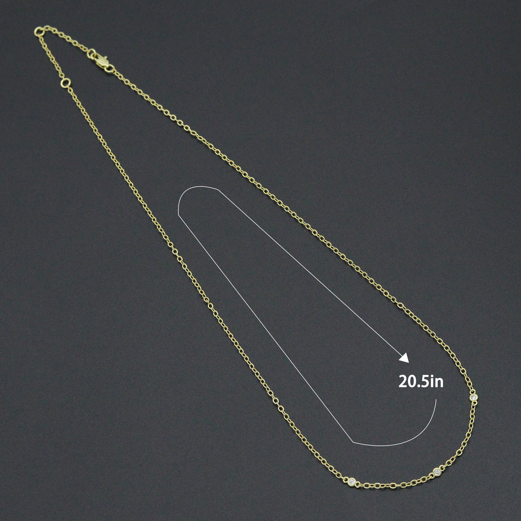 Clear-stone bezel necklace with a length diagram labeled 20.5 inches