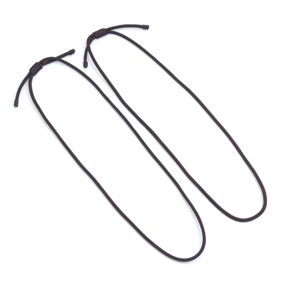 Two dark adjustable cord necklaces with sliding knot closures on a white background