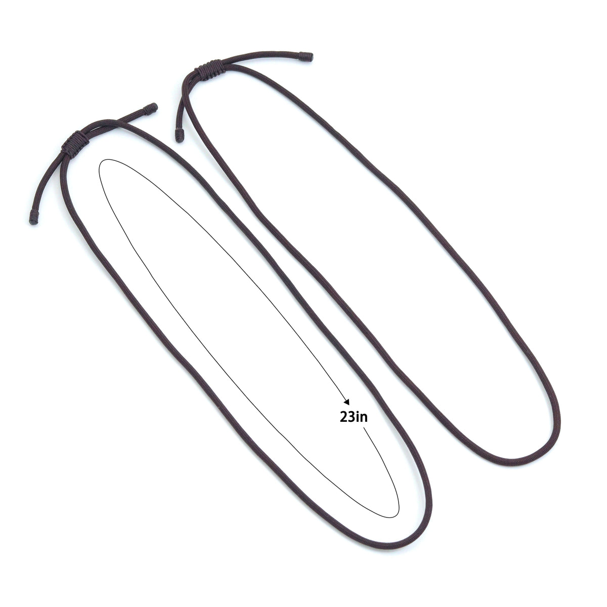Adjustable cord necklaces with a length diagram labeled 23 inches