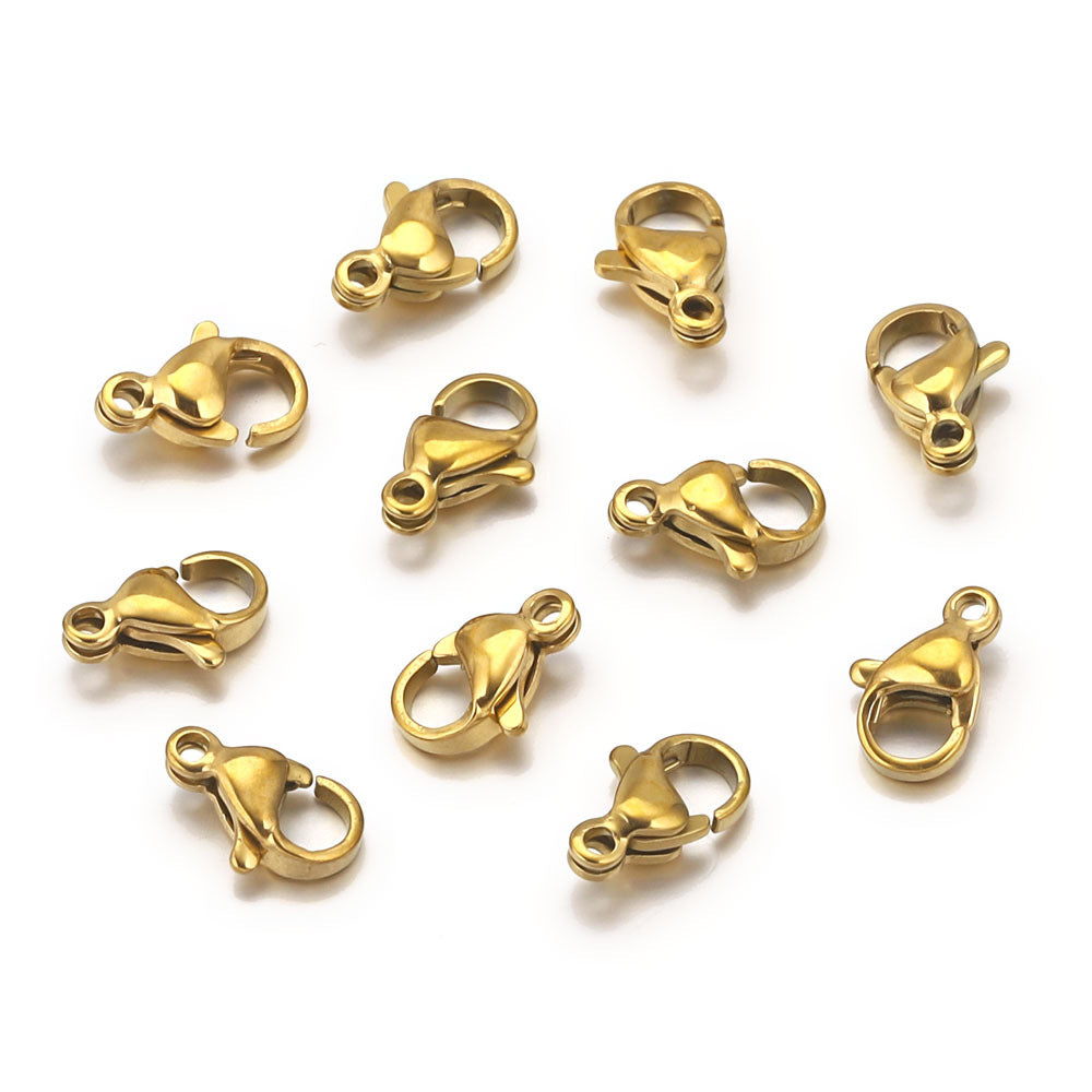 Lobster Clasp Size Small - Non Tarnish Gold 12mm x 7mm - Per Piece C102SS/G