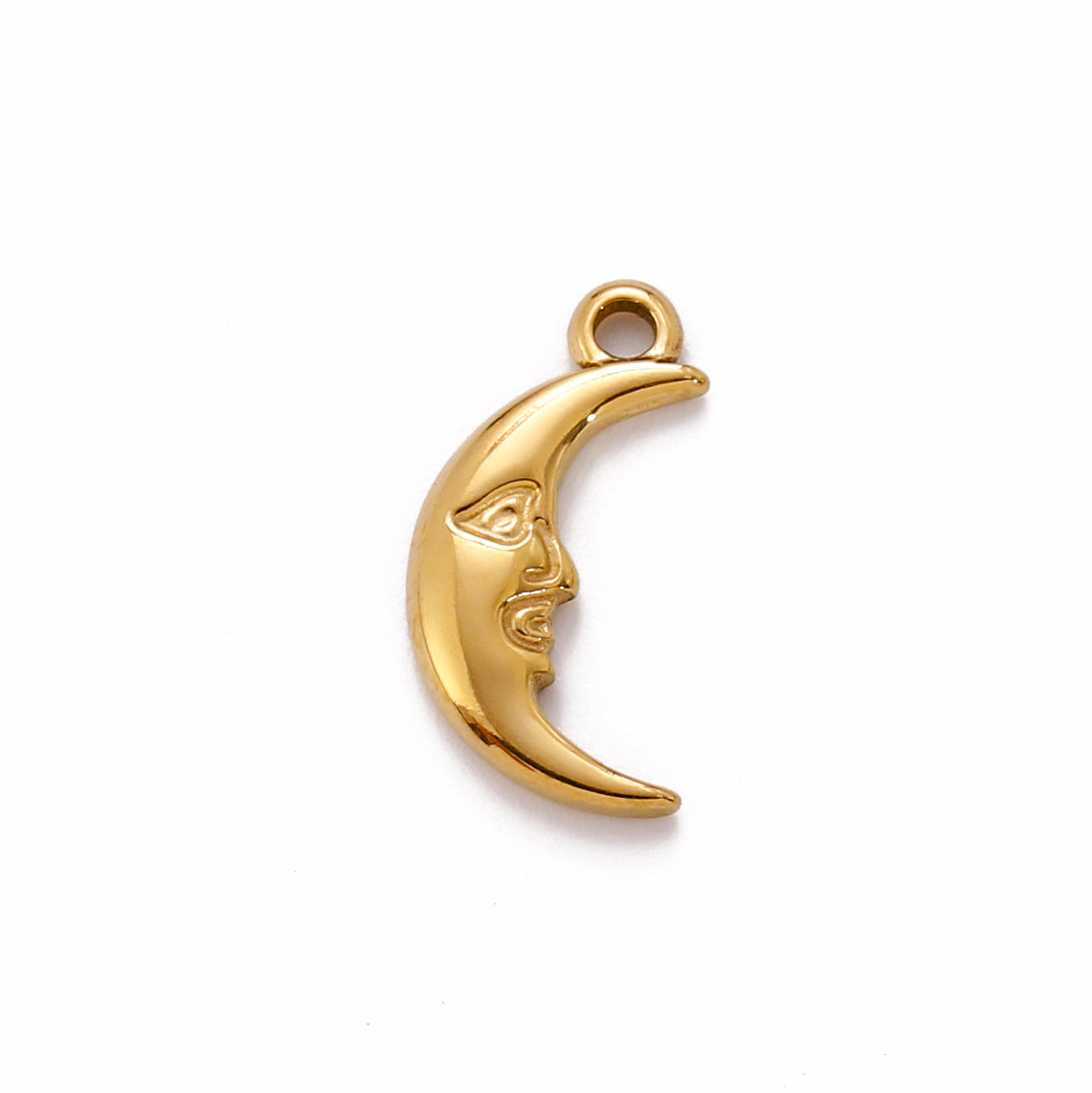Moon Charm - Stainless Steel & Non Fade Gold 15mm x 18mm - Per Piece