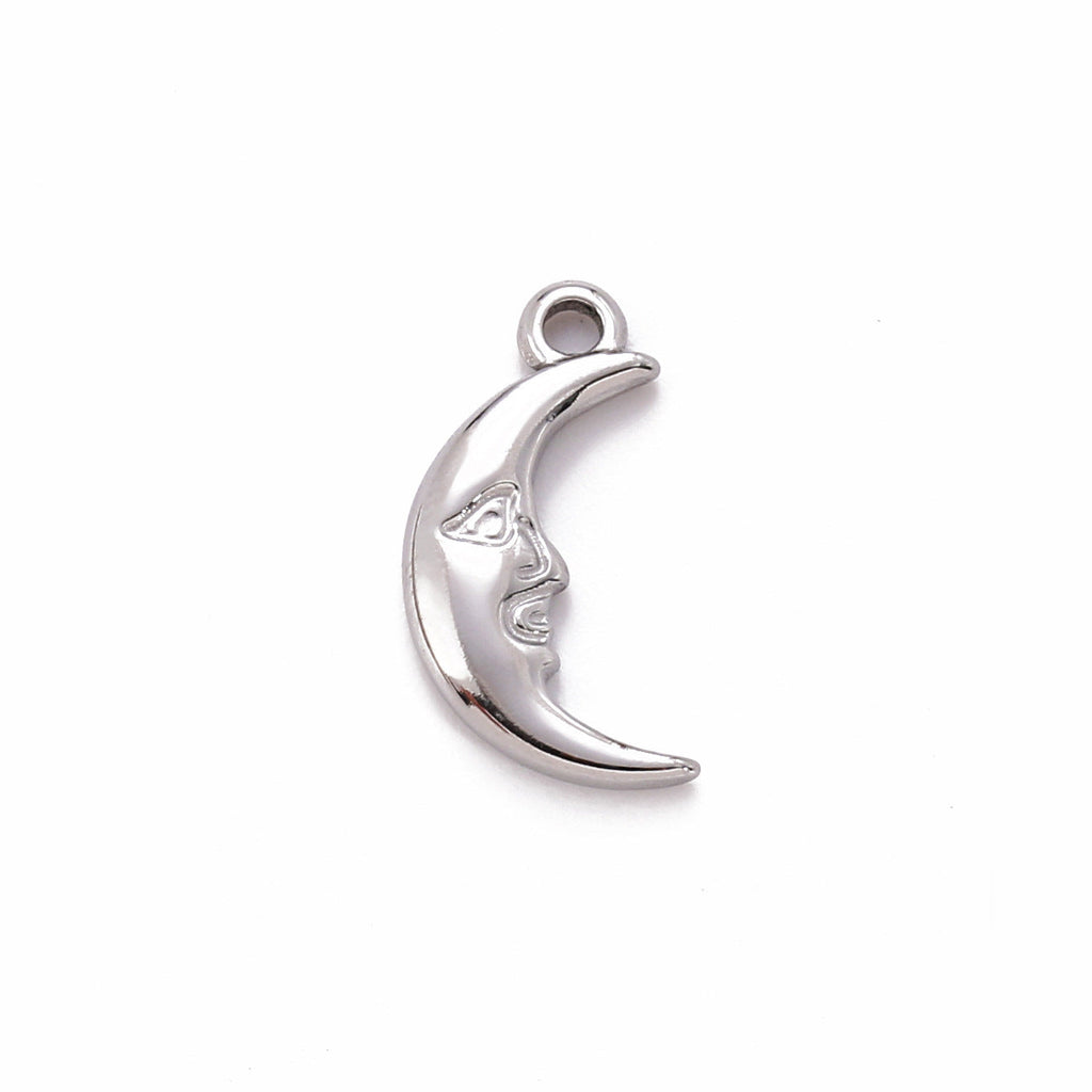 Moon Charm - Stainless Steel & Non Fade Gold 15mm x 18mm - Per Piece