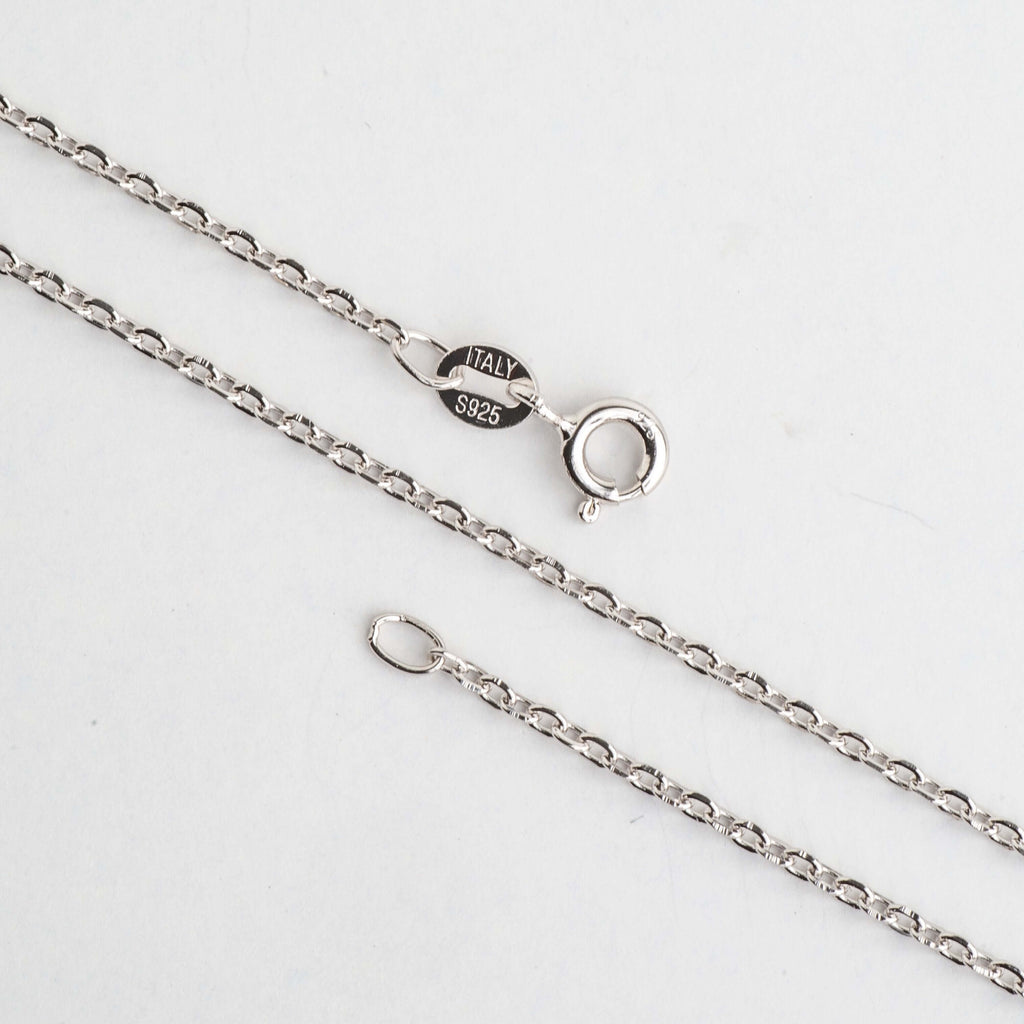 1.5mm sterling silver cable chain with spring ring clasp and Italy S925 tag