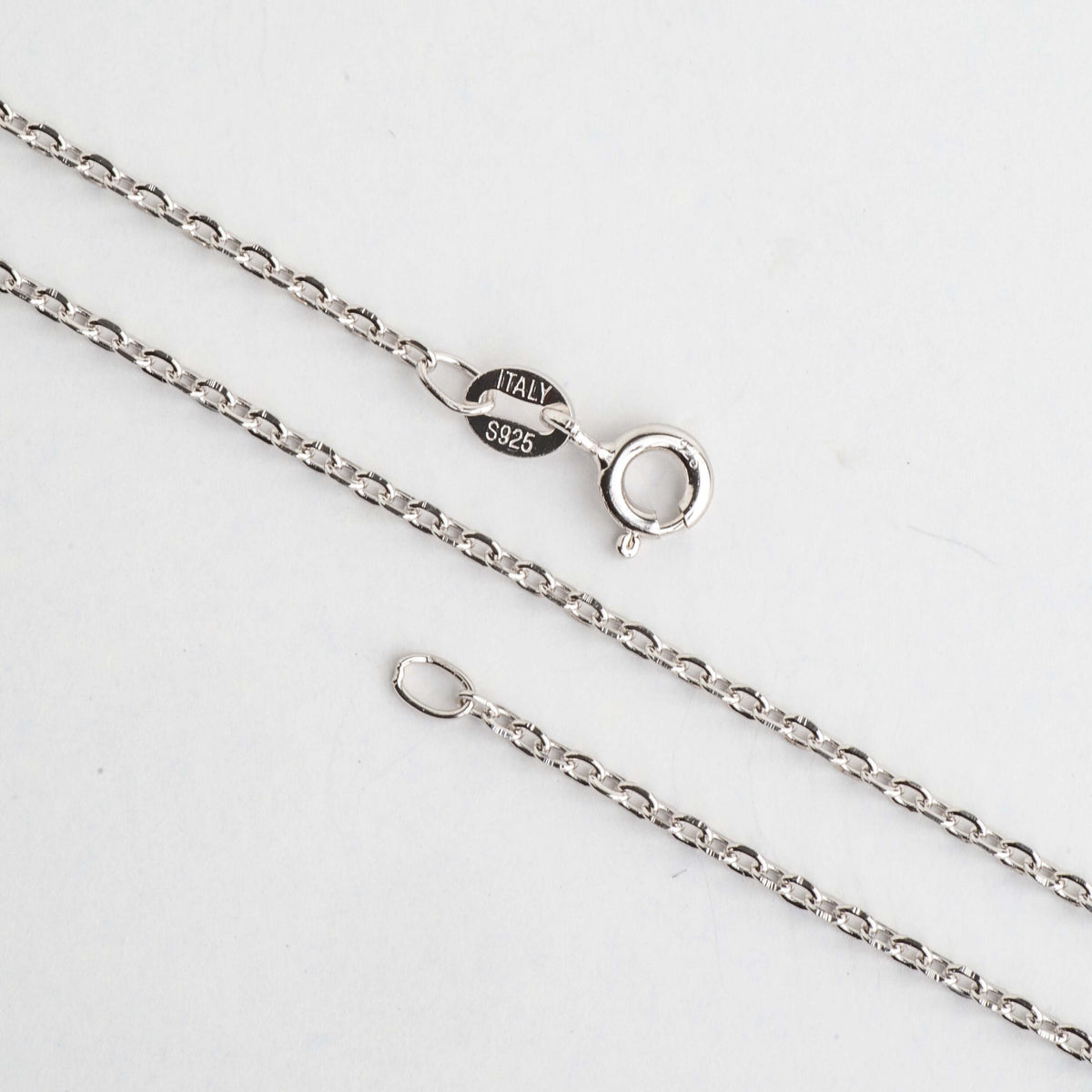 1.5mm sterling silver cable chain with spring ring clasp and Italy S925 tag