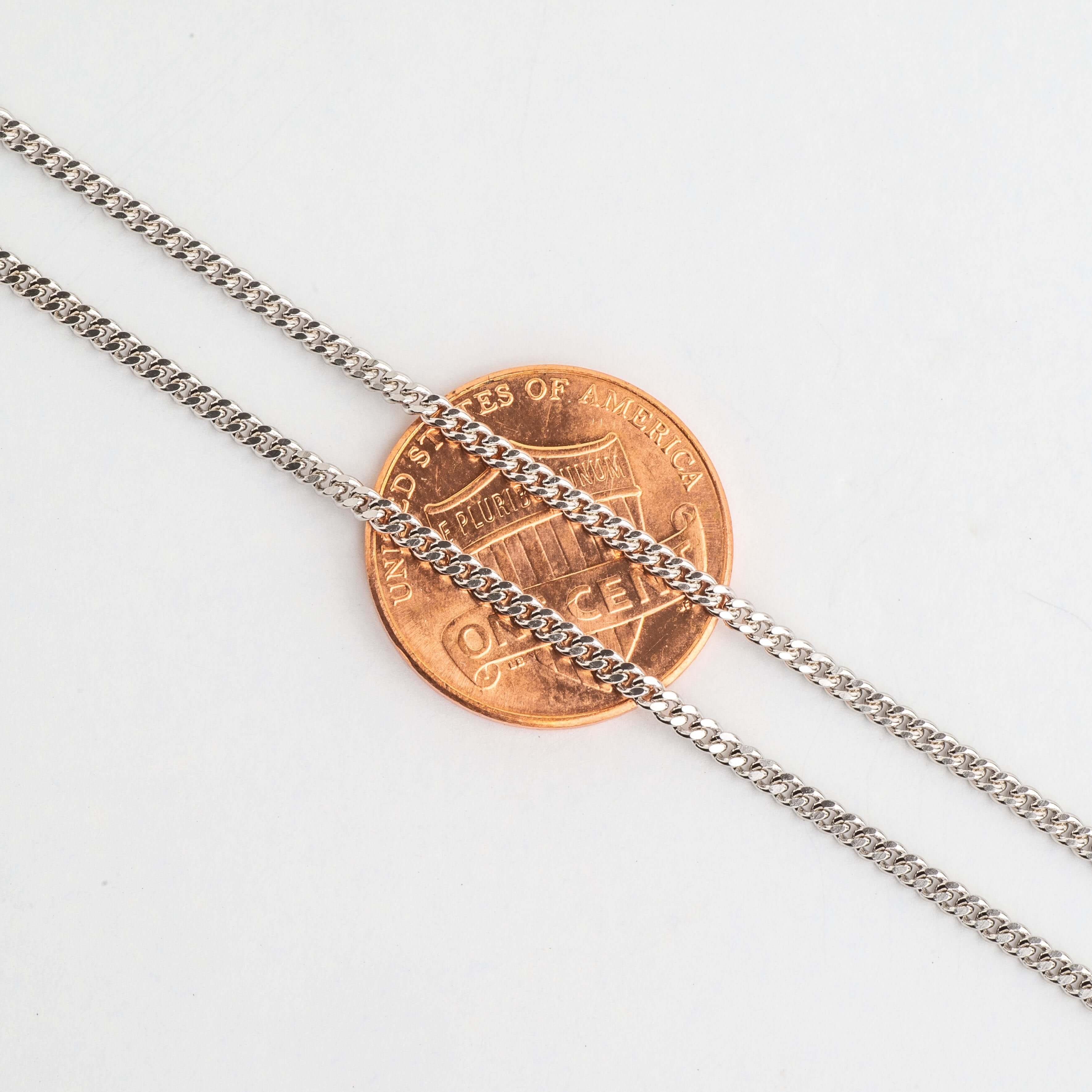 Curb Chain Sterling Silver Necklace 1.75mm - 2 Sizes - Made in Italy