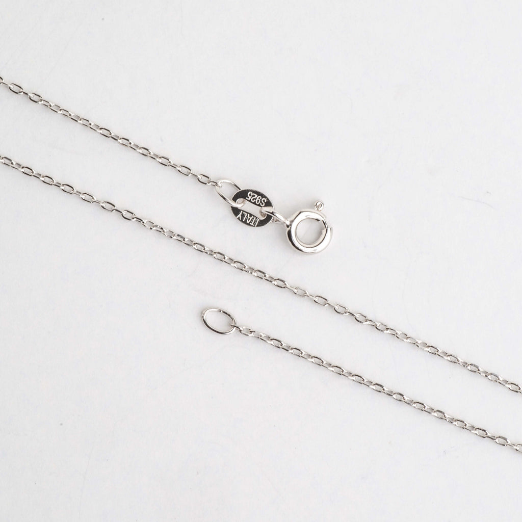 1mm Cable Chain .925 Sterling Silver Necklace - Rhodium Plated - Finished with Spring Ring Clasp - Available in 16, 18, and 20 Inches - N8ST