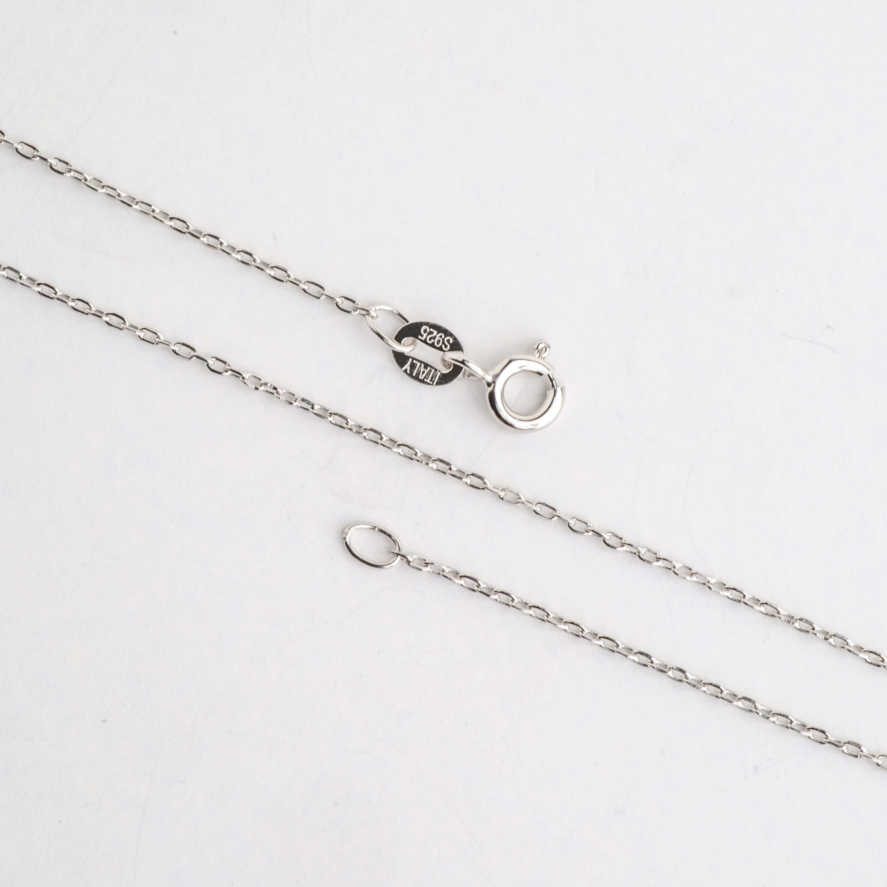 1mm Cable Chain .925 Sterling Silver Necklace - Rhodium Plated - Finished with Spring Ring Clasp - Available in 16, 18, and 20 Inches - N8ST