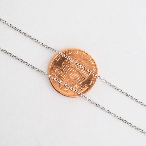 1mm Cable Chain .925 Sterling Silver Necklace - Rhodium Plated - Finished with Spring Ring Clasp - Available in 16, 18, and 20 Inches - N8ST