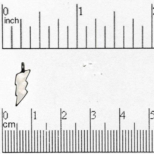 5mm x 15mm Small Lightning Bolt Drop Charm - Made of Brass - Satin Rhodium Silver and Satin Hamilton Gold Finishes - Sold by the Piece - K75