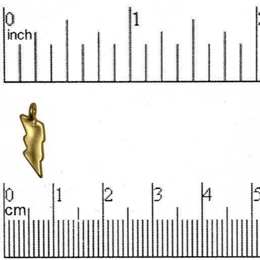 5mm x 15mm Small Lightning Bolt Drop Charm - Made of Brass - Satin Rhodium Silver and Satin Hamilton Gold Finishes - Sold by the Piece - K75