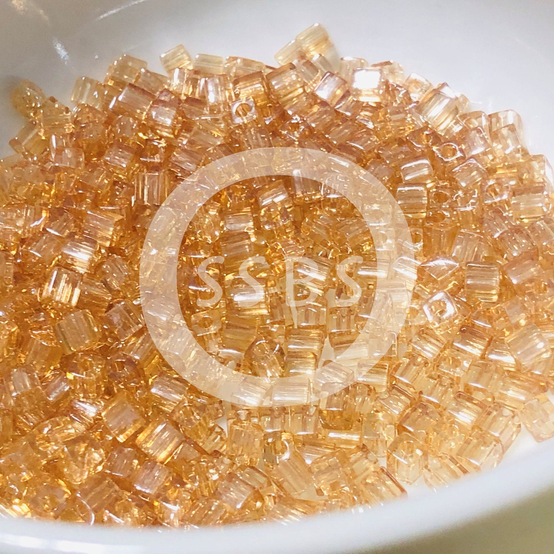 Miyuki 4 mm Square / Cube SB4-2439 Light Topaz Luster Beads - 5 or 10 gm
