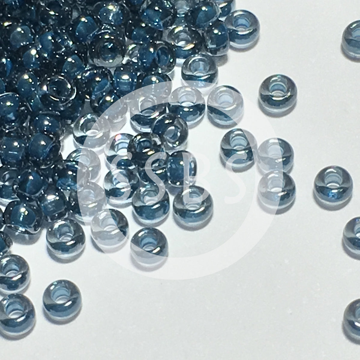 Miyuki 11-390  11/0 Transparent Steel Blue Luster Seed Beads - 5 or 10 gm