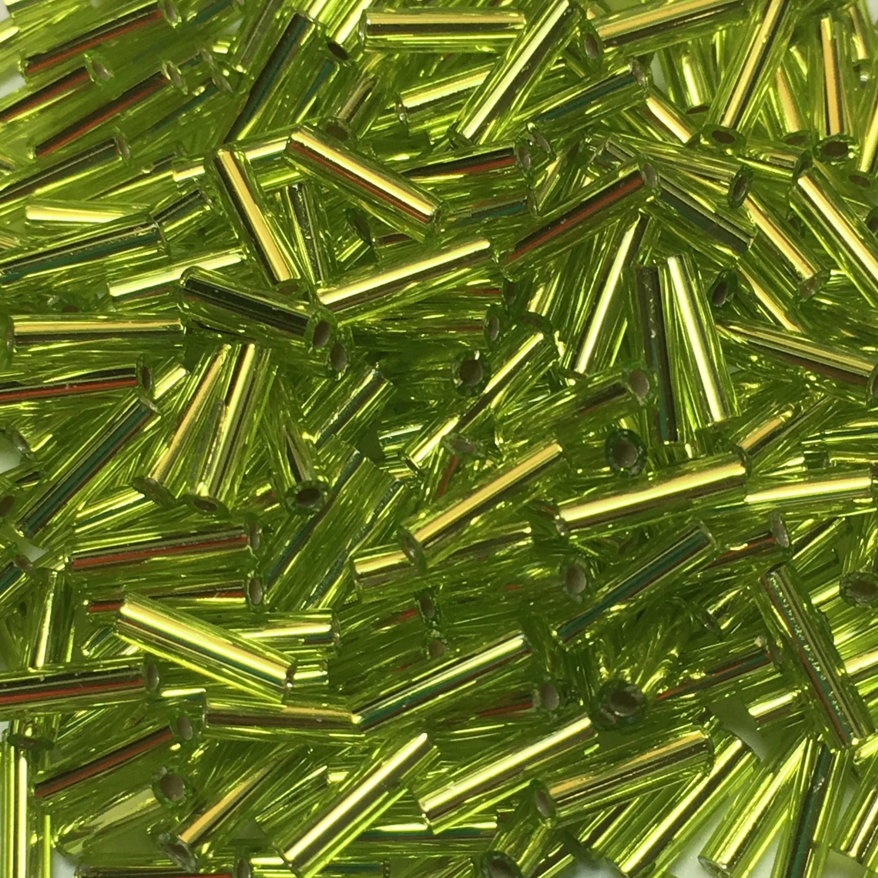 Miyuki BGL2-014  #2 Silver Lined Chartreuse Bugle Beads, 6 mm - 5 or 10 gm