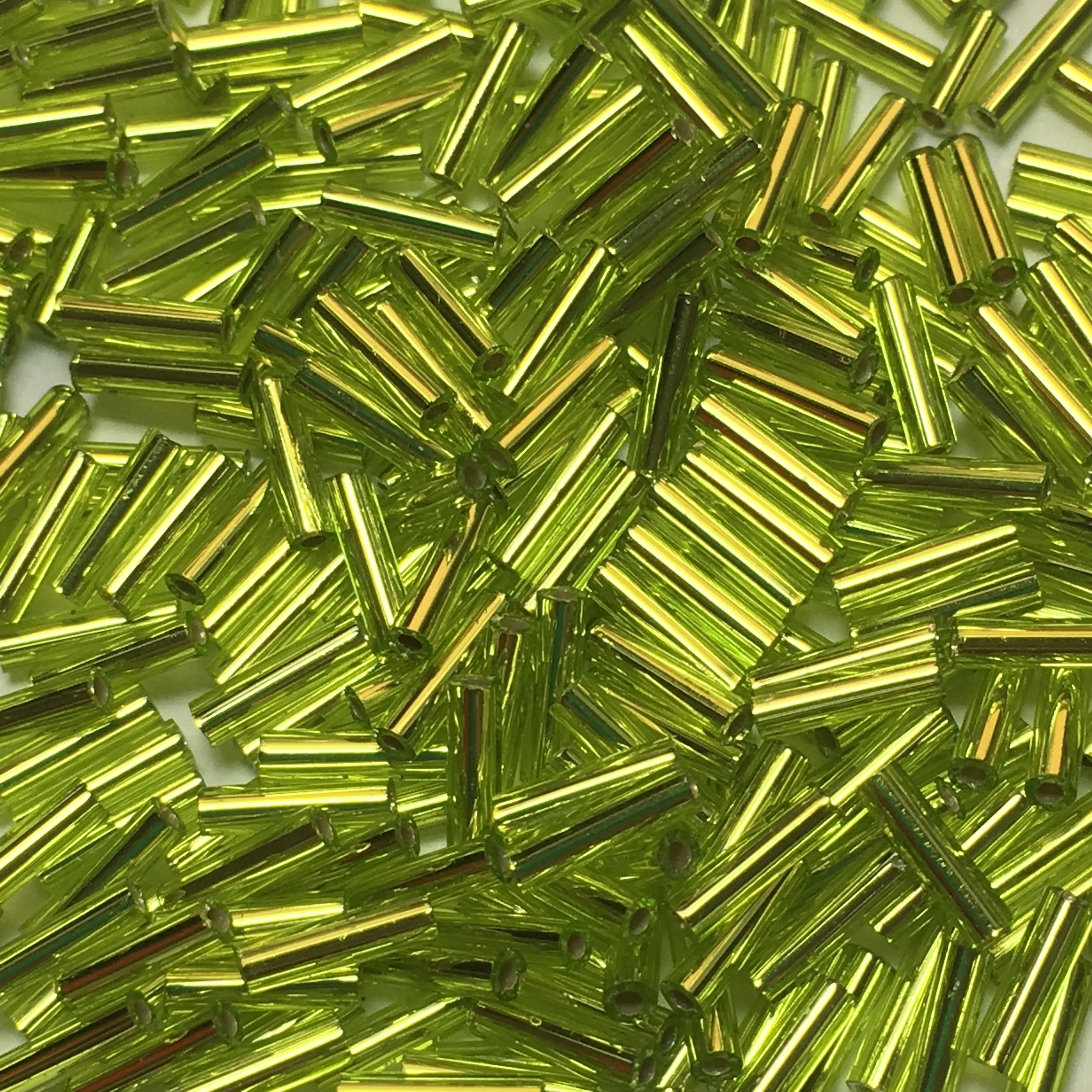 Miyuki BGL2-014  #2 Silver Lined Chartreuse Bugle Beads, 6 mm - 5 or 10 gm