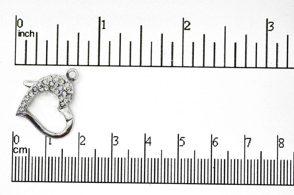 22mm x 16.5mm Pavé Crystal Heart Clasp - Made of Brass - Sold Individually - CL/28