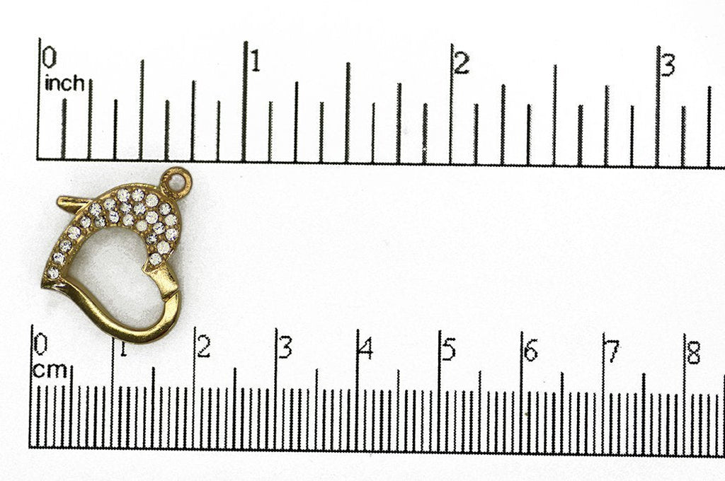 22mm x 16.5mm Pavé Crystal Heart Clasp - Made of Brass - Sold Individually - CL/28