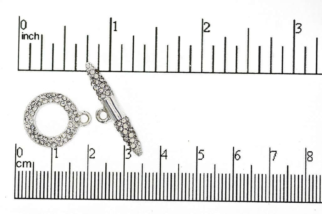 18mm x 15mm Loop, 28mm Bar Pavé Crystal Toggle - Made of Brass - Sold as a Set - CL/34