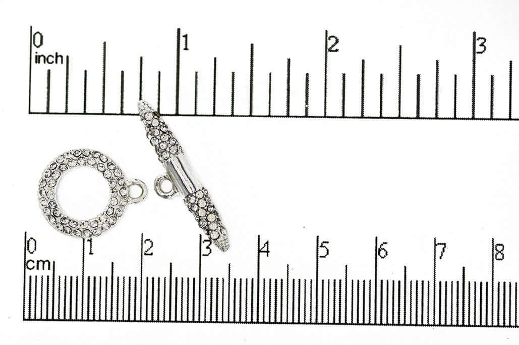18mm x 15mm Loop, 28mm Bar Pavé Crystal Toggle - Made of Brass - Sold as a Set - CL/34