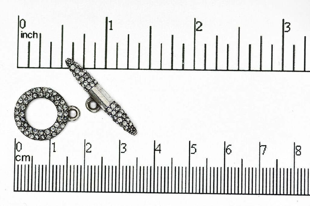 18mm x 15mm Loop, 28mm Bar Pavé Crystal Toggle - Made of Brass - Sold as a Set - CL/34