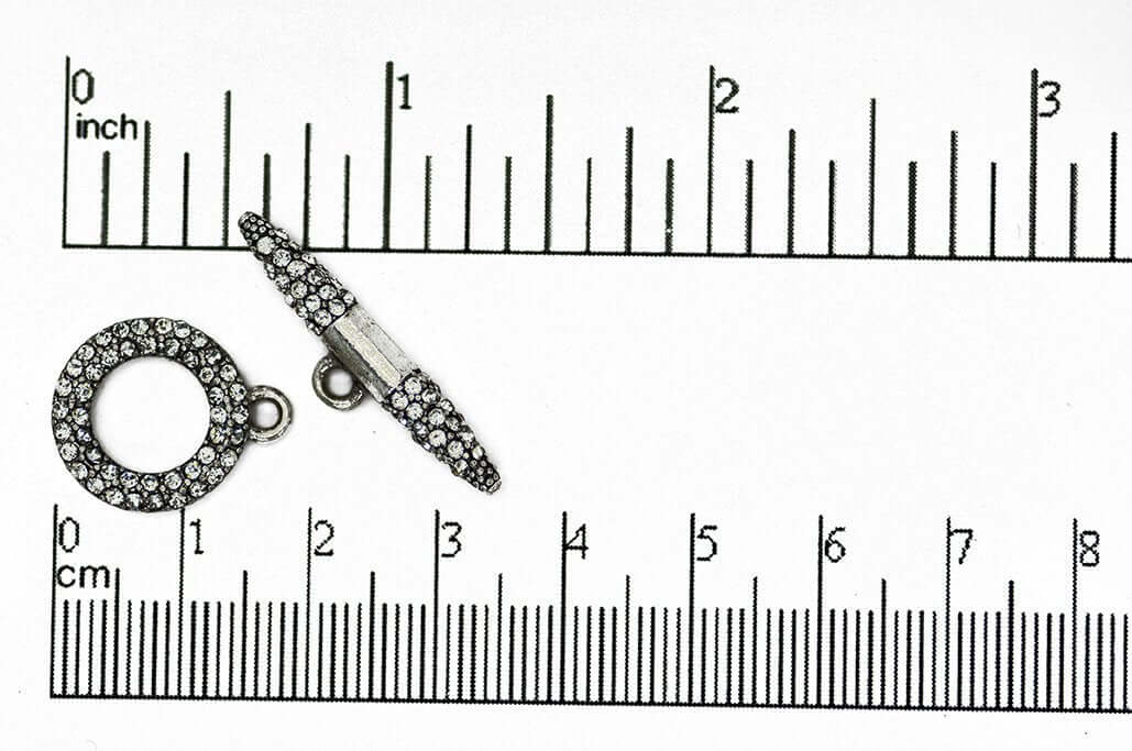 18mm x 15mm Loop, 28mm Bar Pavé Crystal Toggle - Made of Brass - Sold as a Set - CL/34