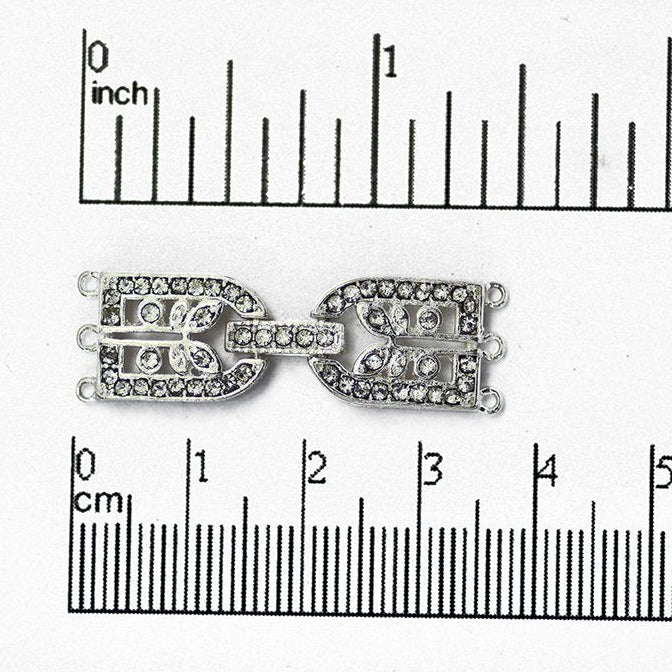 35.5mm x 11mm Framed Sprout Pavé Crystal Buckle Clasp - Made of Brass - Sold Individually - CL/39