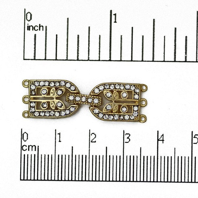 35.5mm x 11mm Framed Sprout Pavé Crystal Buckle Clasp - Made of Brass - Sold Individually - CL/39