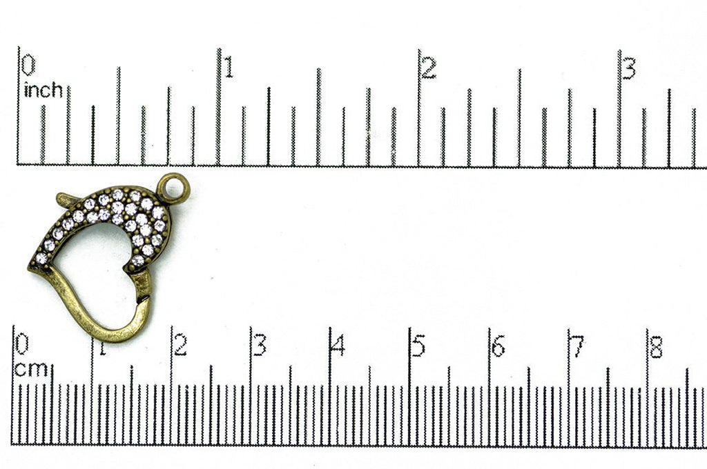 22mm x 16.5mm Pavé Crystal Heart Clasp - Made of Brass - Sold Individually - CL/28