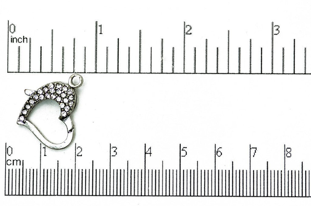 22mm x 16.5mm Pavé Crystal Heart Clasp - Made of Brass - Sold Individually - CL/28