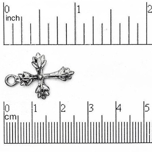 26mm x 17mm Leaf Cross Charm - Made of Pewter - Sold Individually - CBS1263
