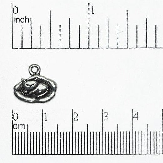 14mm x 12mm Napping Cat Charm - Made of Pewter - Sold Individually - CBS2086