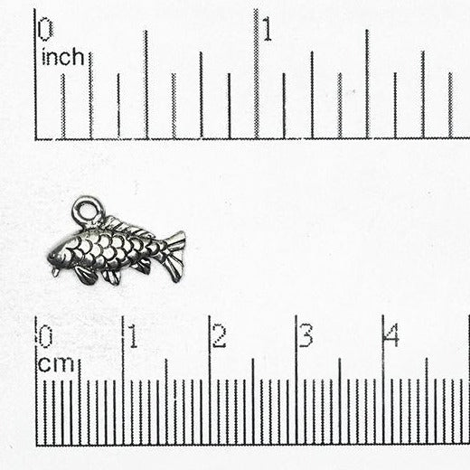 16mm x 10mm Koi Fish Charm - Antique Pewter & Gold Finishes - Sold Individually - CBS2136