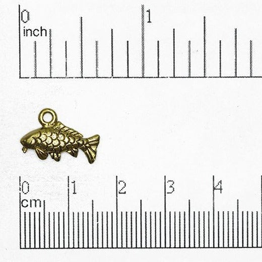 16mm x 10mm Koi Fish Charm - Antique Pewter & Gold Finishes - Sold Individually - CBS2136