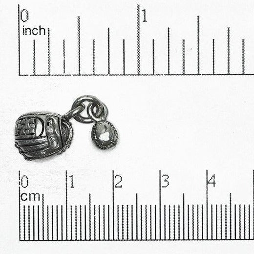 27mm Baseball with Glove Charm - Made of Pewter - Sold Individually - CBS2274