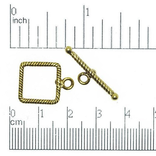 Square 14.5mm Bar 25mm Toggle Clasp Gold or Pewter Charm sold by the Piece - CBS2434