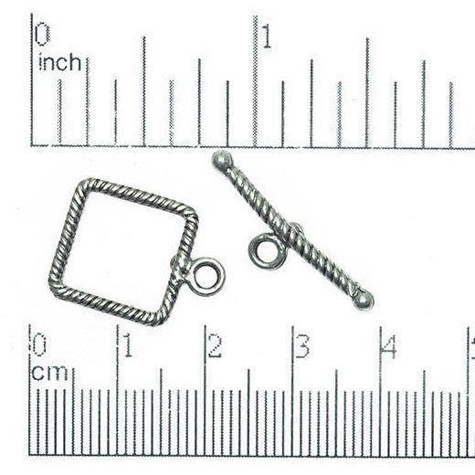 Square 14.5mm Bar 25mm Toggle Clasp Gold or Pewter Charm sold by the Piece - CBS2434