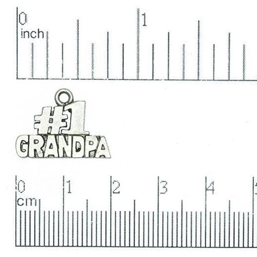 20mm x 15mm #1 Grandpa Charm - Made of Pewter - Sold Individually - CBS2443