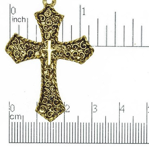 32mm x 47mm Gold or Pewter Filigree Cross Pendant - CBS2565