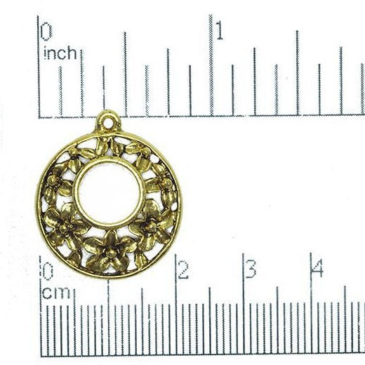 24mm x 19mm Round Floral Charm - CBS3701