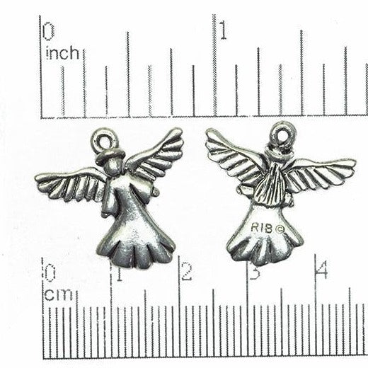 23mm x 22mm Winged Angel Charm - Made of Pewter - Antique Pewter & Gold Finishes - Sold Individually - CBS10004