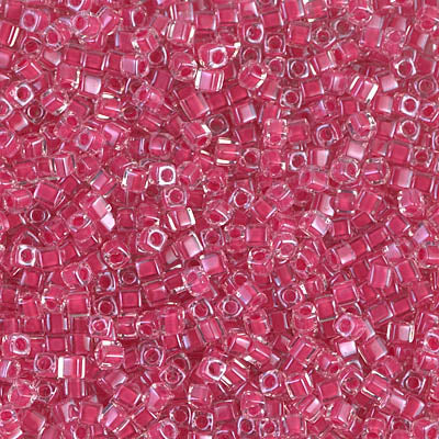 Miyuki  SB18-208 Carnation Pink Lined 1.8 mm Square / Cube Beads - 5 or 10 gm