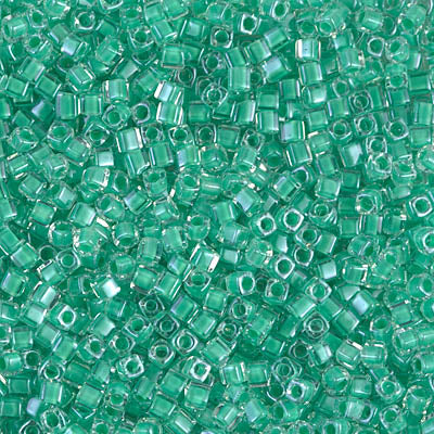 Miyuki SB18-219  Dark Mint Green Lined 1.8 mm Square / Cube Beads - 5 or 10 gm