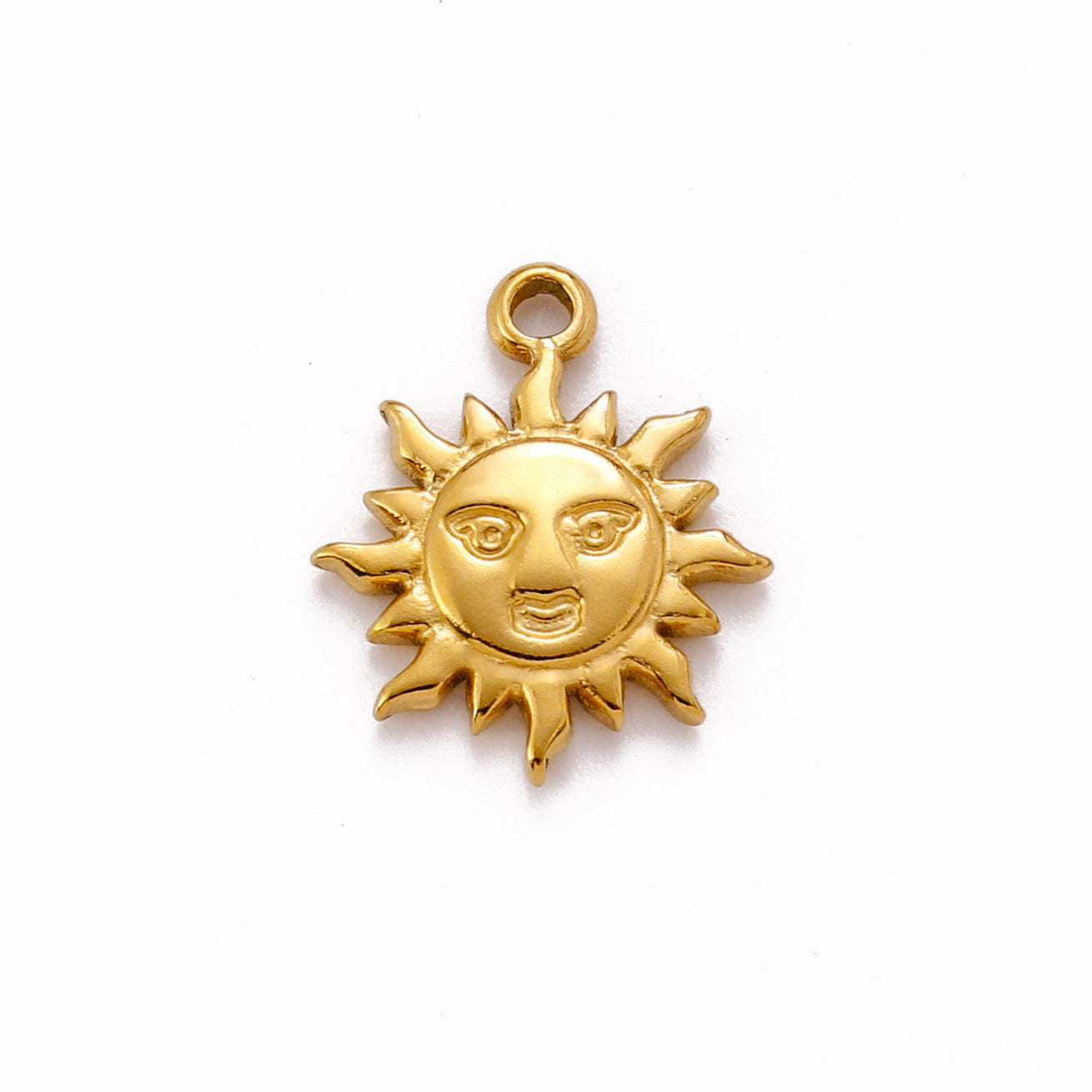 Sun Smiley Face Charm - 15mm x 18mm - Silver & Gold - Per Piece