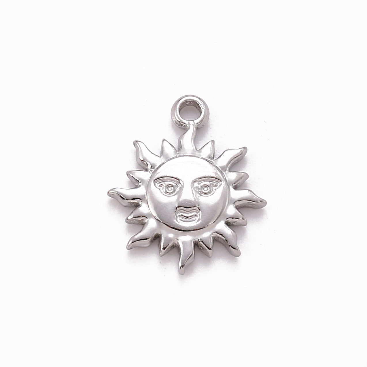 Sun Smiley Face Charm - 15mm x 18mm - Silver & Gold - Per Piece