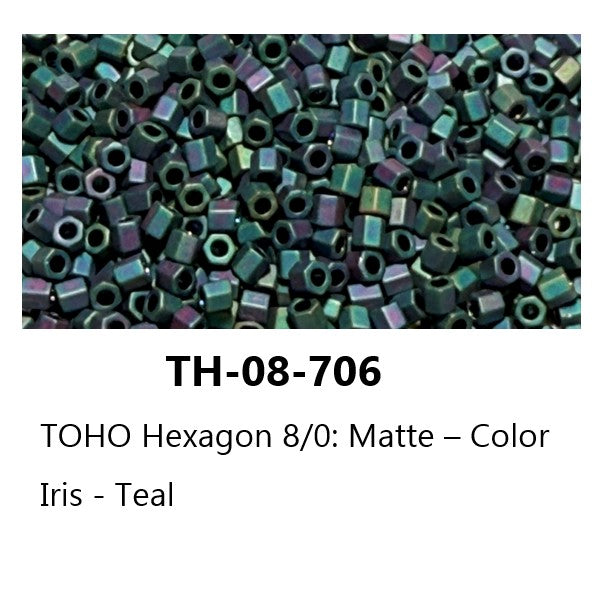 TOHO TH-08-706 Hex Matte - Color Iris - Teal Seed Beads - 5 gm