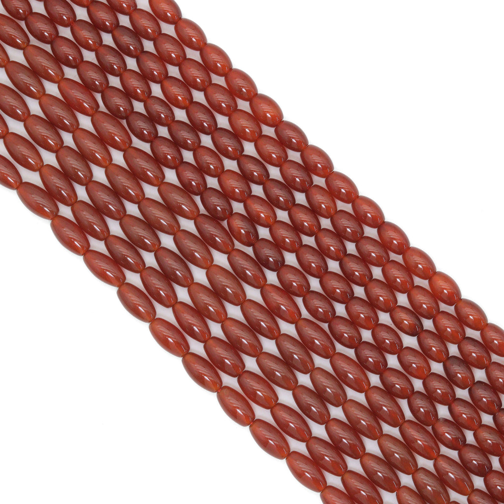 Carnelian Smooth Rice Beads, 8 × 12mm or 8 × 16mm, 15–16-Inch Strand