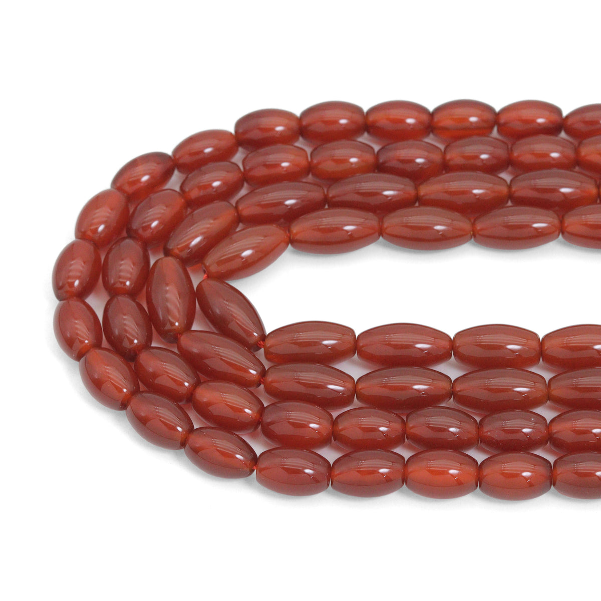 Carnelian Smooth Rice Beads, 8 × 12mm or 8 × 16mm, 15–16-Inch Strand