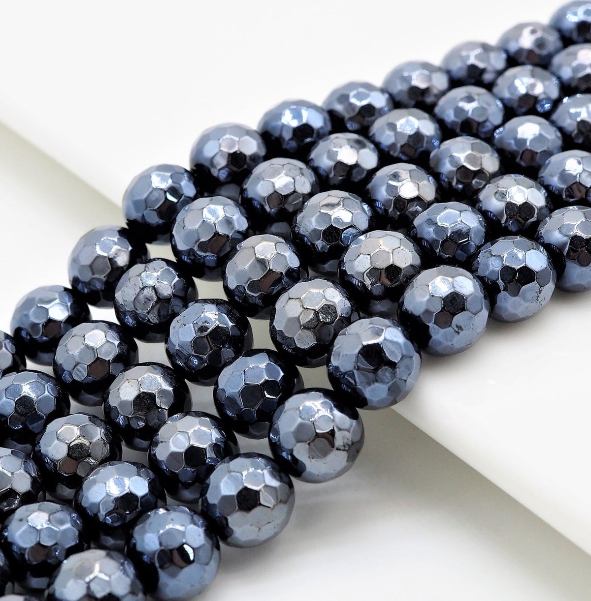 Mystic-Plated Black Onyx Faceted Round Beads, 6–14mm, 15–16-Inch Strand
